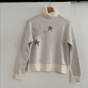 DKNY Gray and Cream Turtleneck Sweater